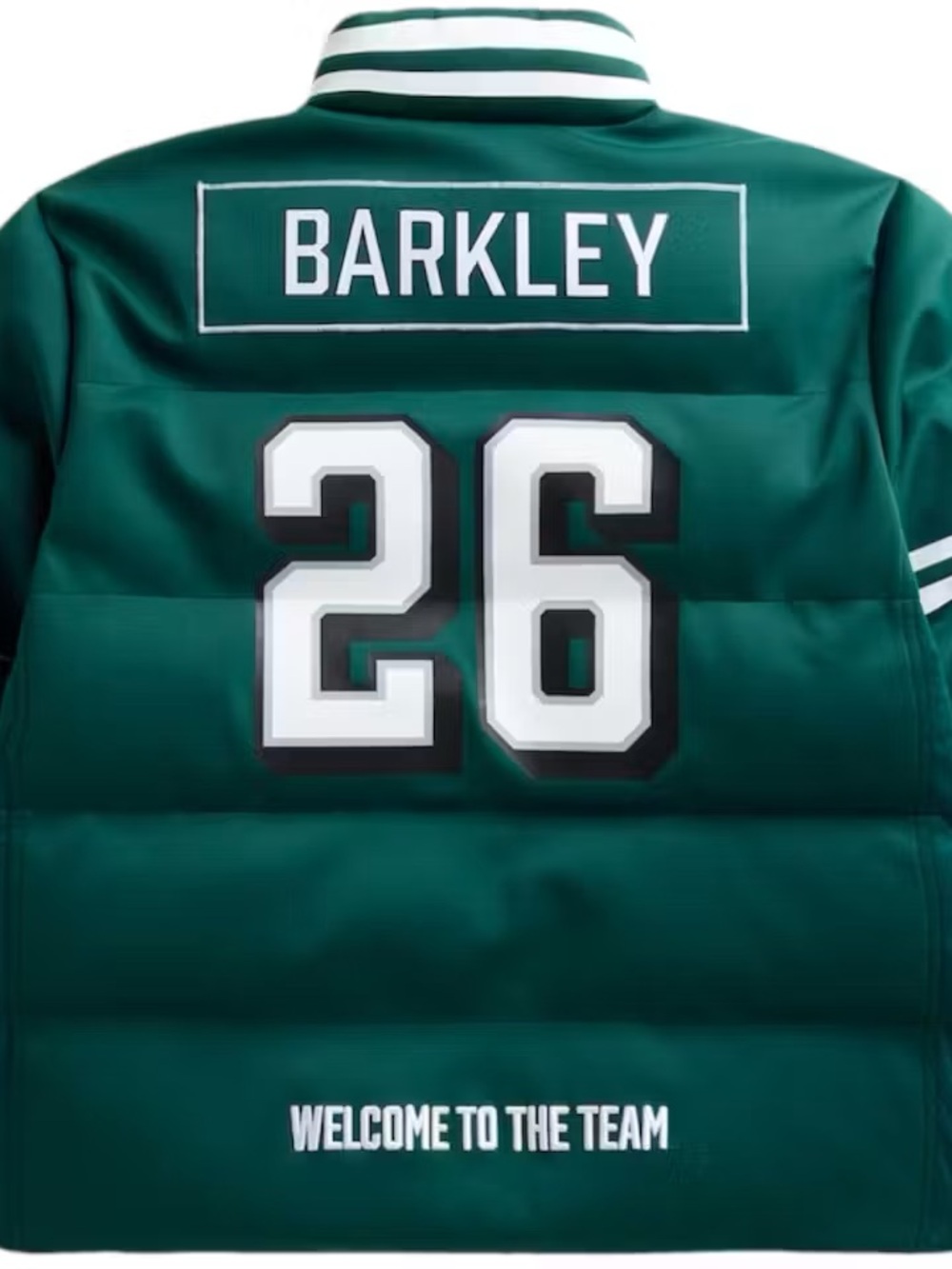 Philadelphia Eagles Green Puffer Jacket with Number 26 Saquon Barkley - Picture 10 of 12